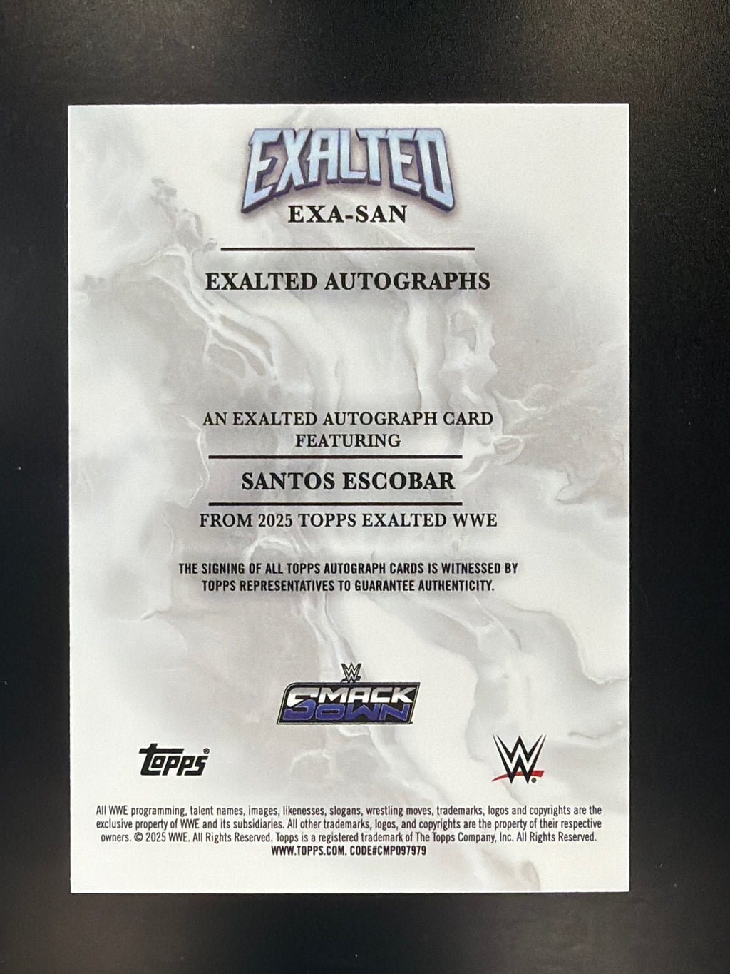 2025 Topps Exalted WWE #EXA-SAN Santos Escobar Exalted Autographs