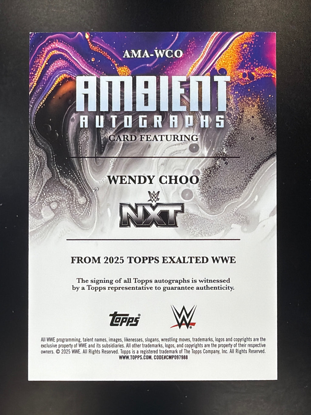 2025 Topps Exalted WWE #AMA-WCO Wendy Choo Ambient Autographs