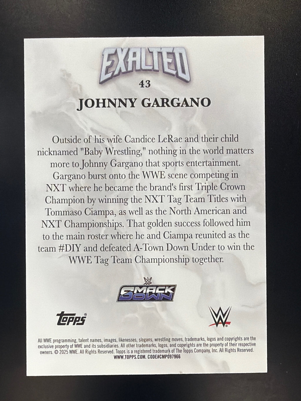 2025 Topps Exalted WWE #43 Johnny Gargano