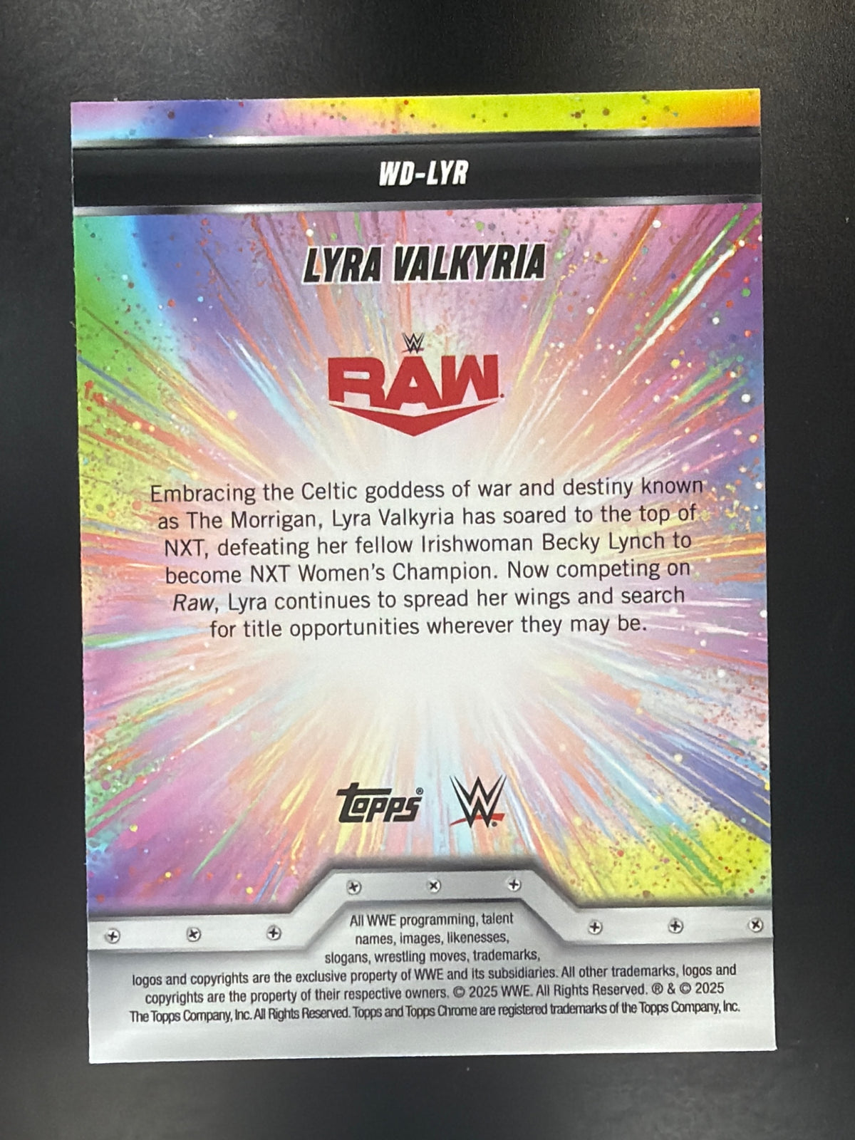 2025 Topps Chrome WWE #WD-LYR Lyra Valkyria Women's Division Blue Refractor /150
