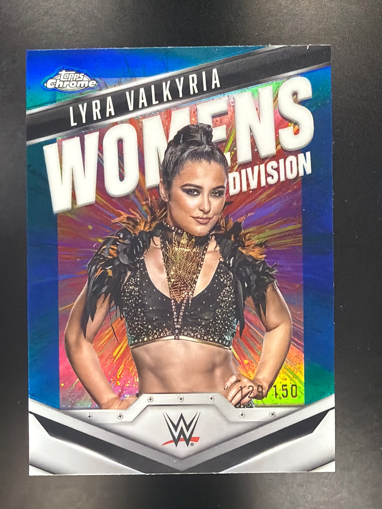 2025 Topps Chrome WWE #WD-LYR Lyra Valkyria Women's Division Blue Refractor /150