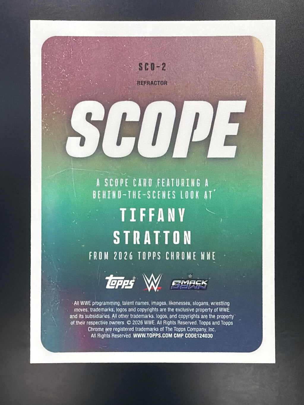 2026 Topps Chrome WWE #SCO-2 Tiffany Stratton Scope Refractor