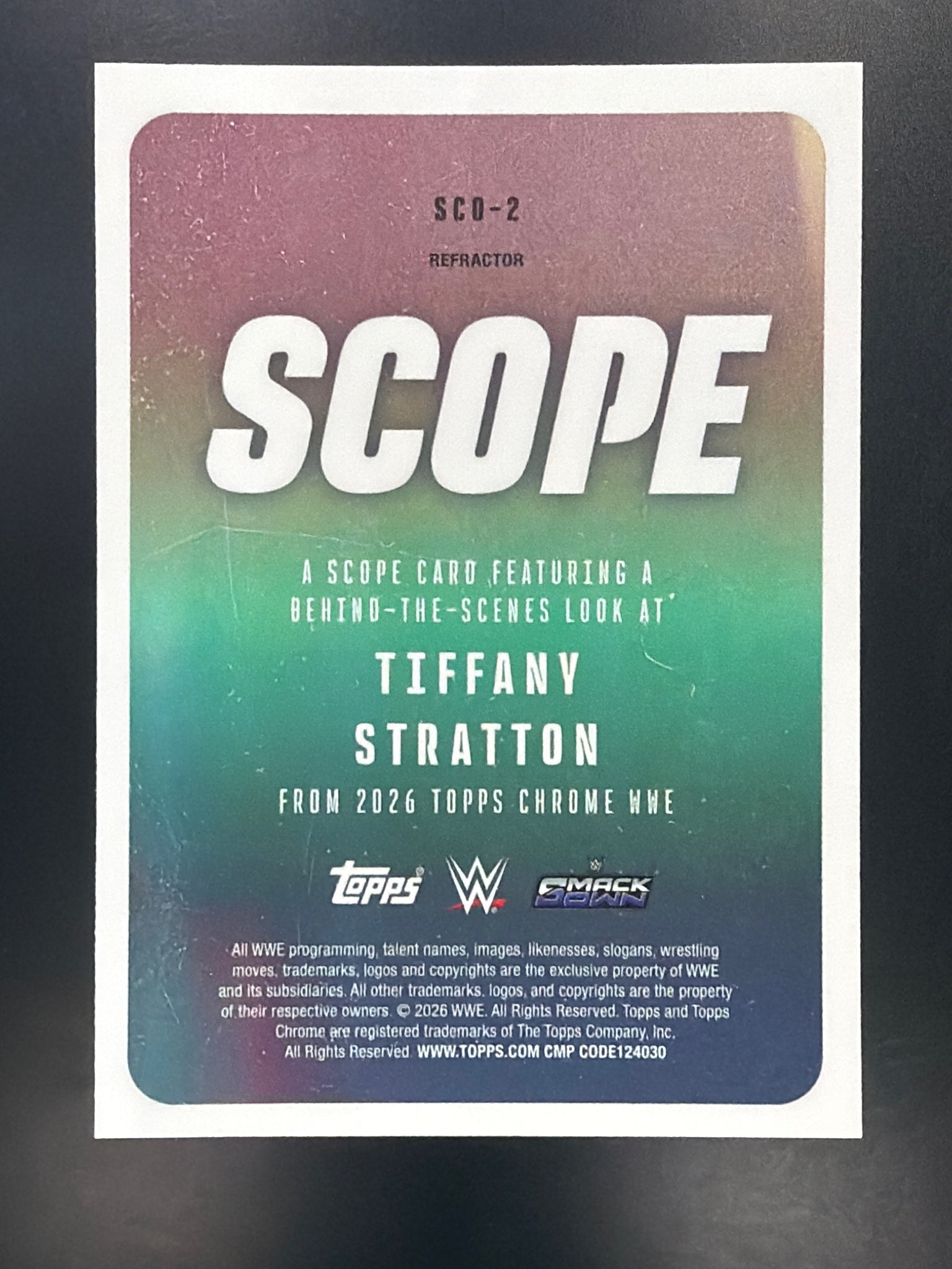 2026 Topps Chrome WWE #SCO-2 Tiffany Stratton Scope Refractor